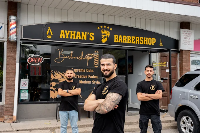 AYHAN’S barbershop TURKISH BARBER storefront on Wilson Ave