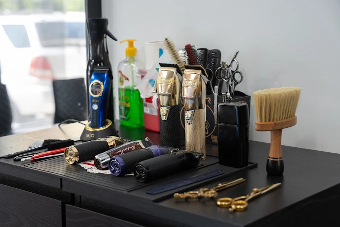 Barber tools prepared for grooming services